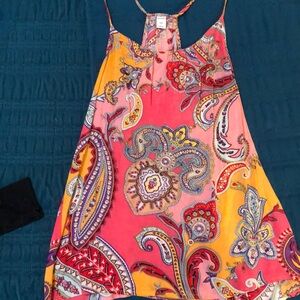 Paisley print flowy racerback tank top